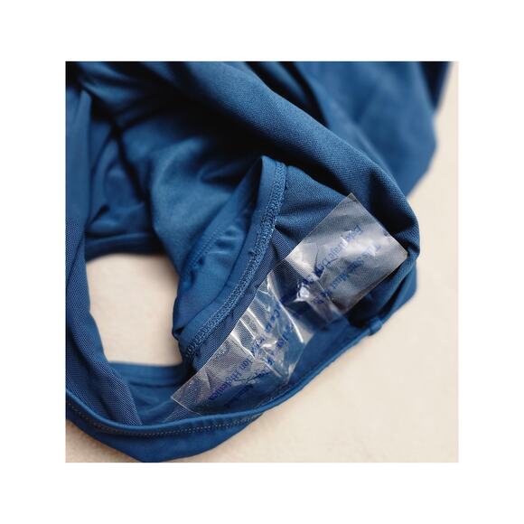 NEW Sz 18 Shade & Shore Teal Blue Braided Shoulder Ruched One Piece Swimsuit - Picture 8 of 12